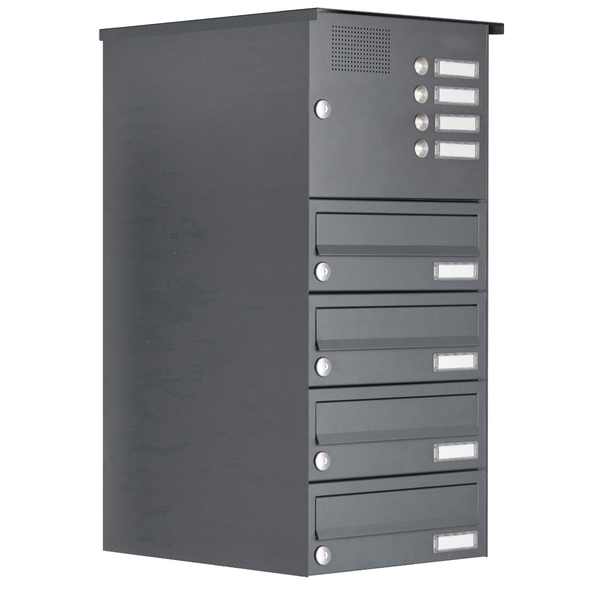 4er Aufputz Briefkasten Design BASIC Plus 385XA AP mit Klingelkasten - RAL nach Wahl 4er Aufputz Briefkasten Design BASIC Plus 385XA AP mit Klingelkasten - RAL nach Wahl