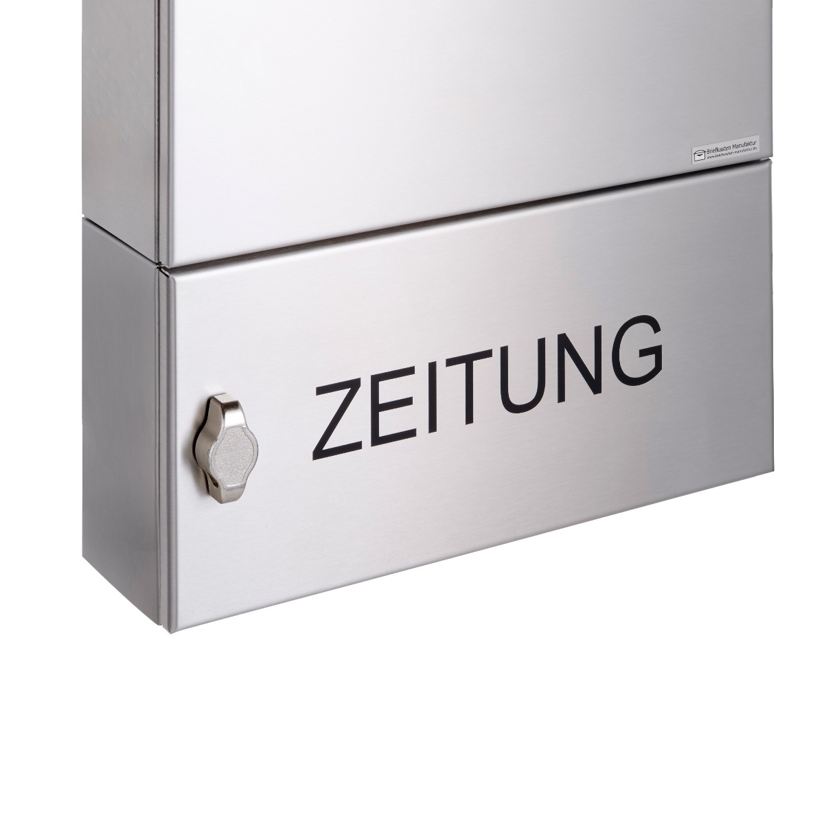 3er Edelstahl Aufputz Briefkasten Design BASIC 382A AP mit Zeitungsfach geschlossen