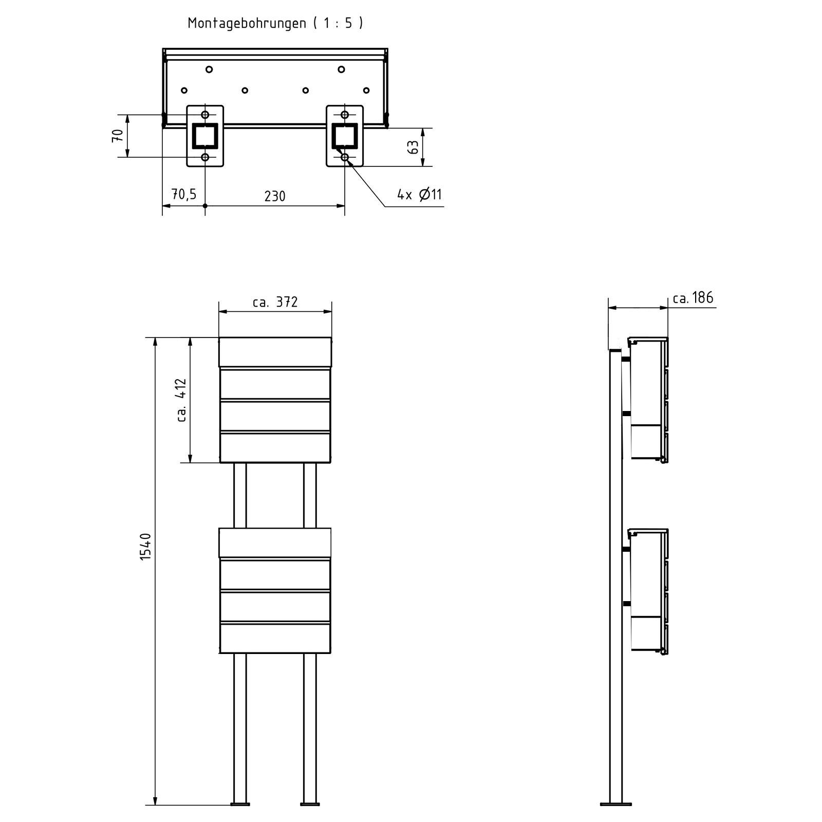2er Standbriefkasten KANT Edition mit Zeitungsfach - Design Elegance 1 - RAL 9007 graualuminium 2er Standbriefkasten KANT Edition mit Zeitungsfach - Design Elegance 1 - RAL 9007 graualuminium