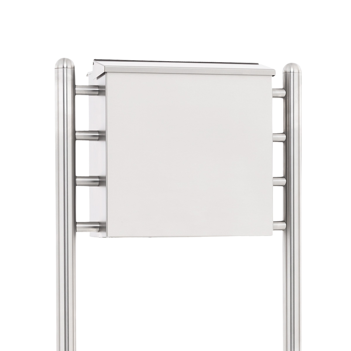 Edelstahl Standbriefkasten mit Zaunbriefkasten HESSE 308 - Entnahme rückseitig Edelstahl Standbriefkasten mit Zaunbriefkasten HESSE 308 - Entnahme rückseitig