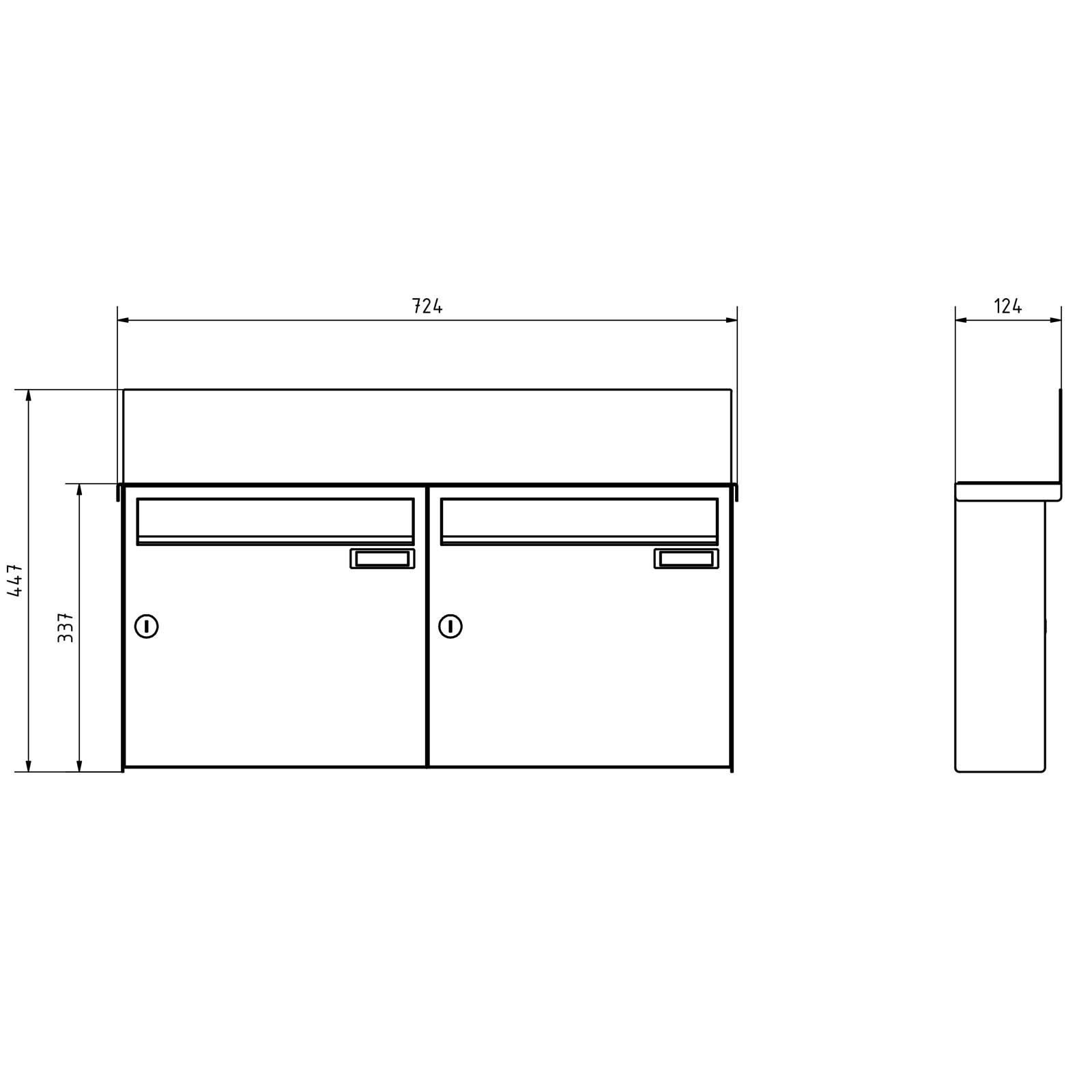2er 2x1 Aufputz Briefkastenanlage BASIC - Edition NELLY - BI-Color VA-RAL 7016 anthrazitgrau 2er 2x1 Aufputz Briefkastenanlage BASIC - Edition NELLY - BI-Color VA-RAL 7016 anthrazitgrau