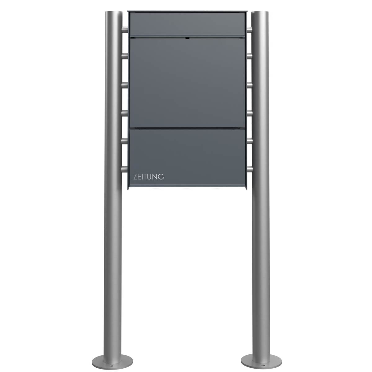 Design pedestal letterbox GOETHE ST-R with newspaper compartment - RAL of your choice Design pedestal letterbox GOETHE ST-R with newspaper compartment - RAL of your choice
