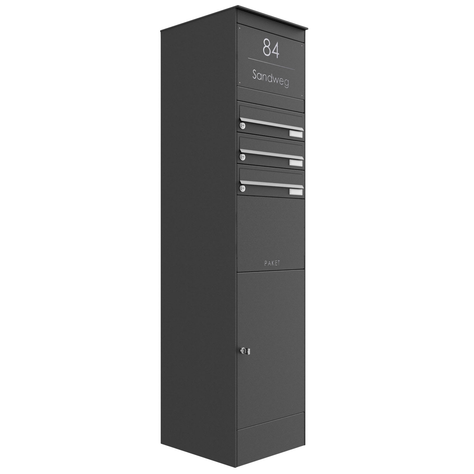 3 letterbox pedestal BASIC Plus 864X with parcel compartment 550x370 - RAL of your choice 3 letterbox pedestal BASIC Plus 864X with parcel compartment 550x370 - RAL of your choice