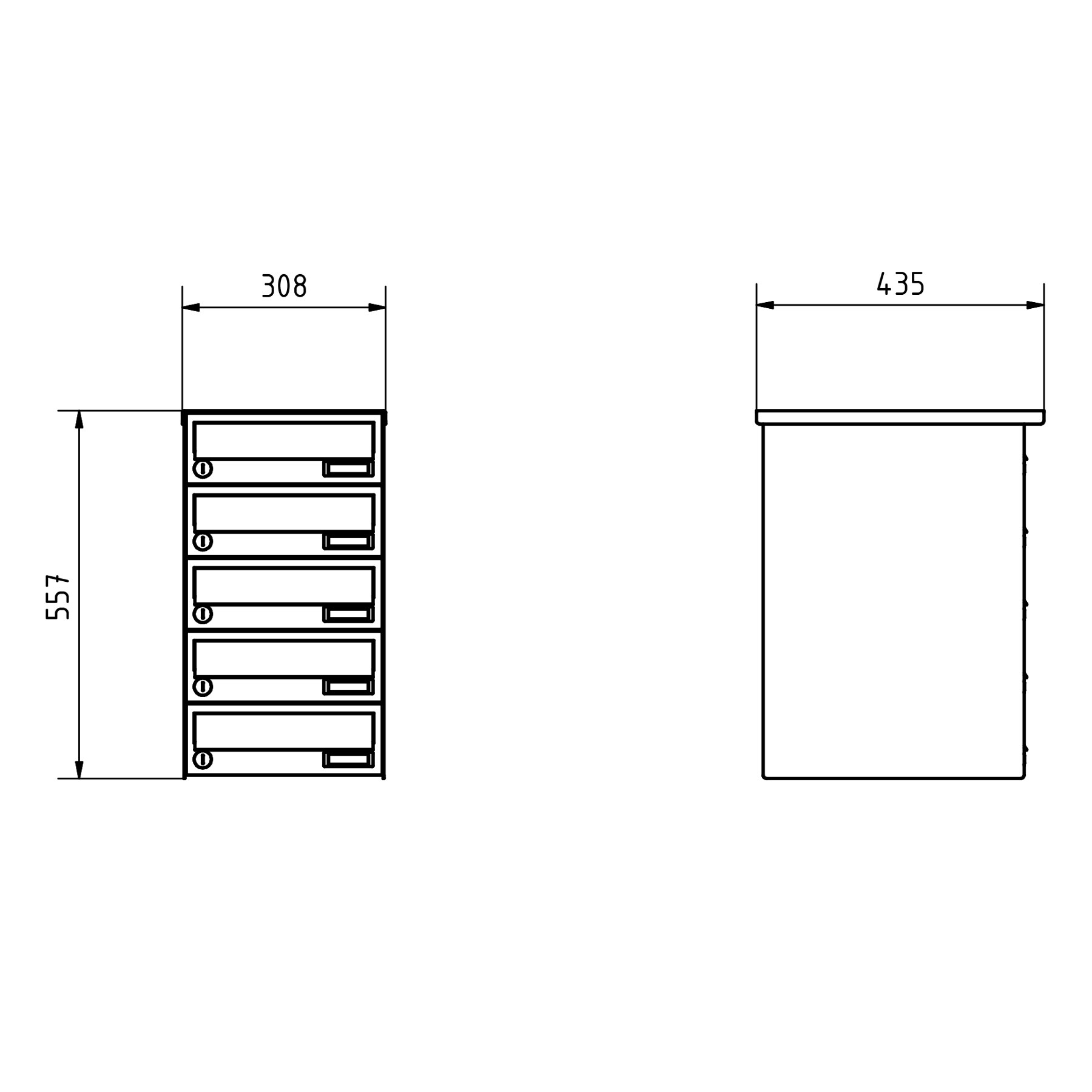 5er Aufputz Briefkastenanlage Design BASIC 385A-9016 AP - RAL 9016 verkehrsweiß 5er Aufputz Briefkastenanlage Design BASIC 385A-9016 AP - RAL 9016 verkehrsweiß
