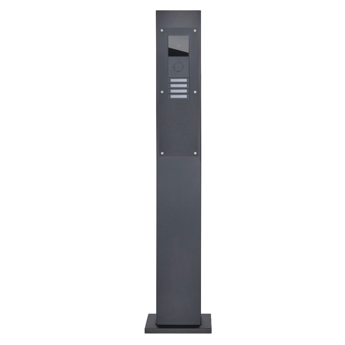 9fb7db2a012af3f00e654dd42731a839ce73e001 Edelstahl Klingelstele Designer - RAL nach Wahl - GIRA System 106 - 3-fach vorbereitet