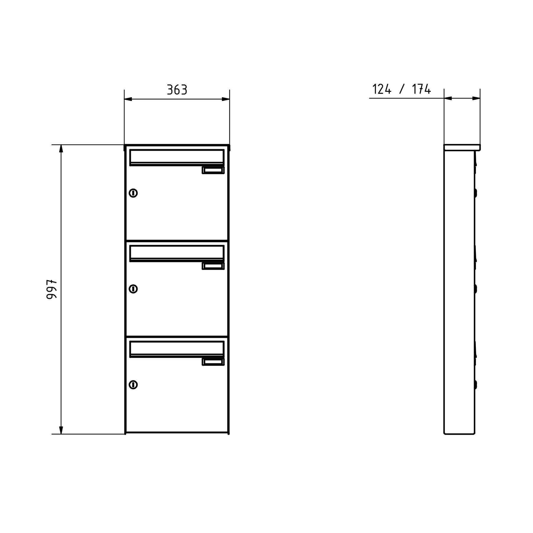 3-piece stainless steel surface-mounted letterbox design BASIC Plus 382XA AP - polished V2A stainless steel 3-piece stainless steel surface-mounted letterbox design BASIC Plus 382XA AP - polished V2A stainless steel