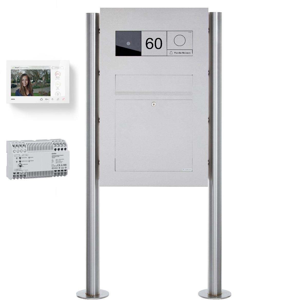 Cassetta per le lettere in acciaio inox di design modello BIG - GIRA System 106 - Sistema videocitofonico - Set completo VIDEO Cassetta per le lettere in acciaio inox di design modello BIG - GIRA System 106 - Sistema videocitofonico - Set completo VIDEO