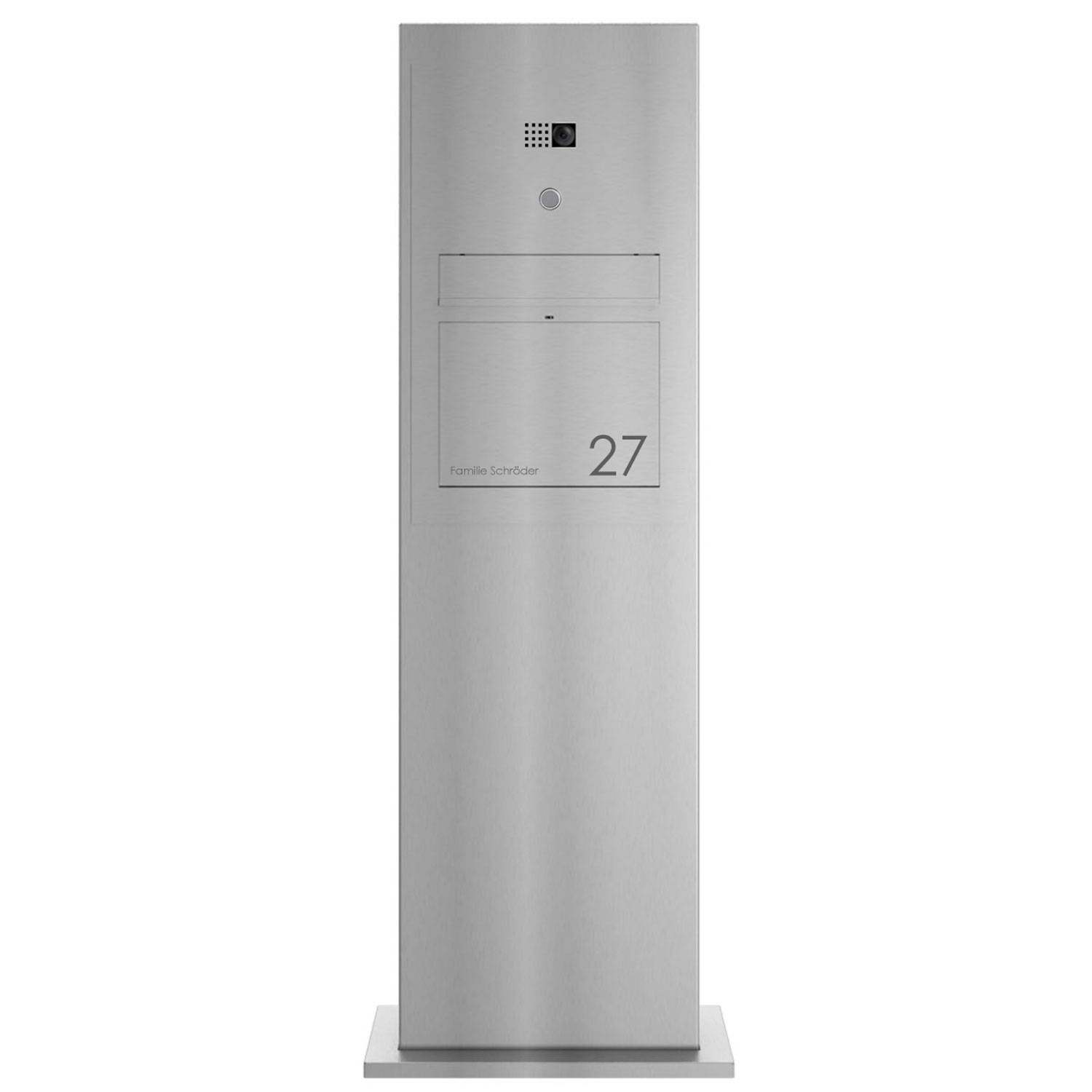 Stèle de boîte aux lettres design GRIMM - inox brossé avec COMELIT Ultra - VIDEO Set