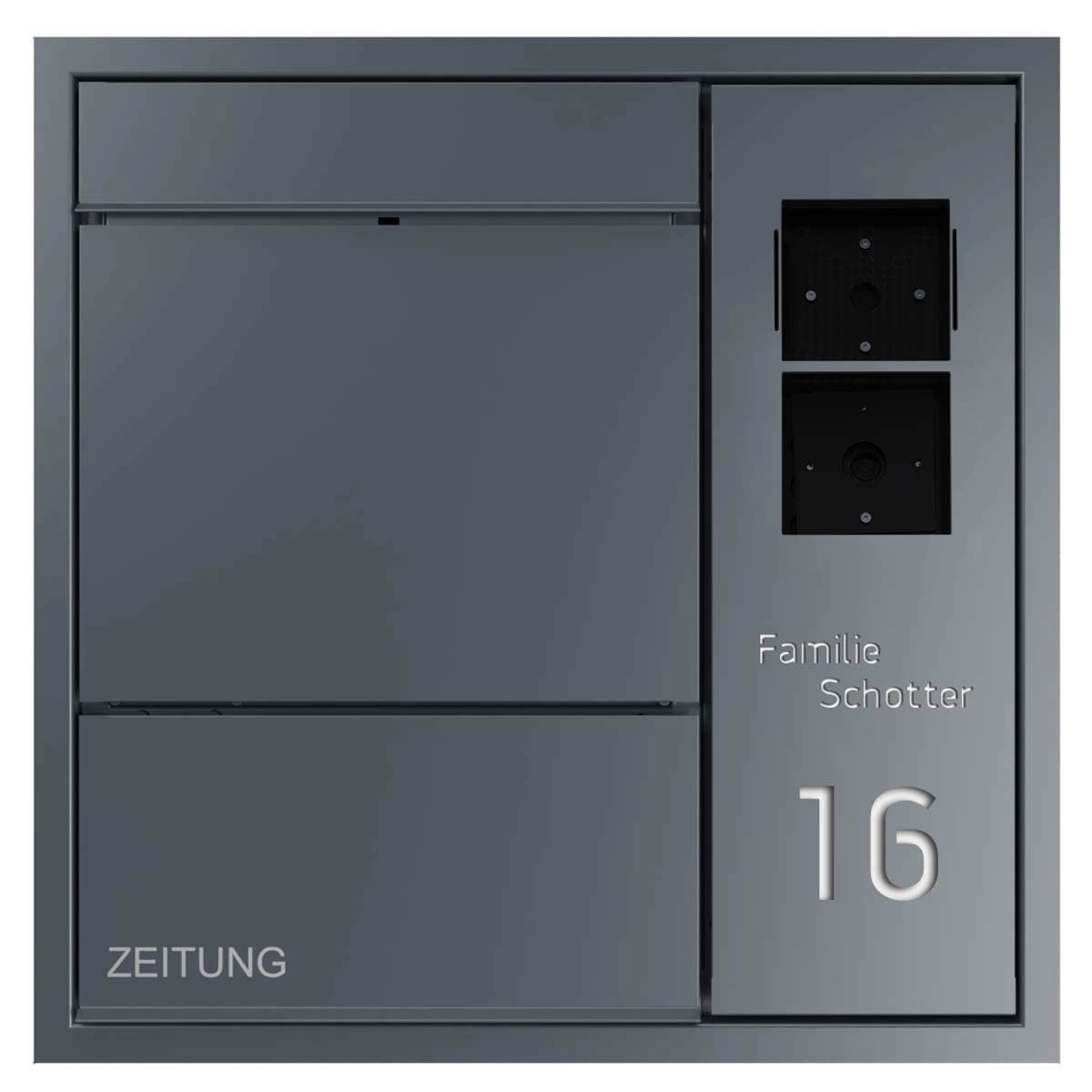 Design Unterputz Briefkasten GOETHE UP seitlich mit Zeitungsfach - RAL nach Wahl - LOXONE Intercom vorbereitet Design Unterputz Briefkasten GOETHE UP seitlich mit Zeitungsfach - RAL nach Wahl - LOXONE Intercom vorbereitet