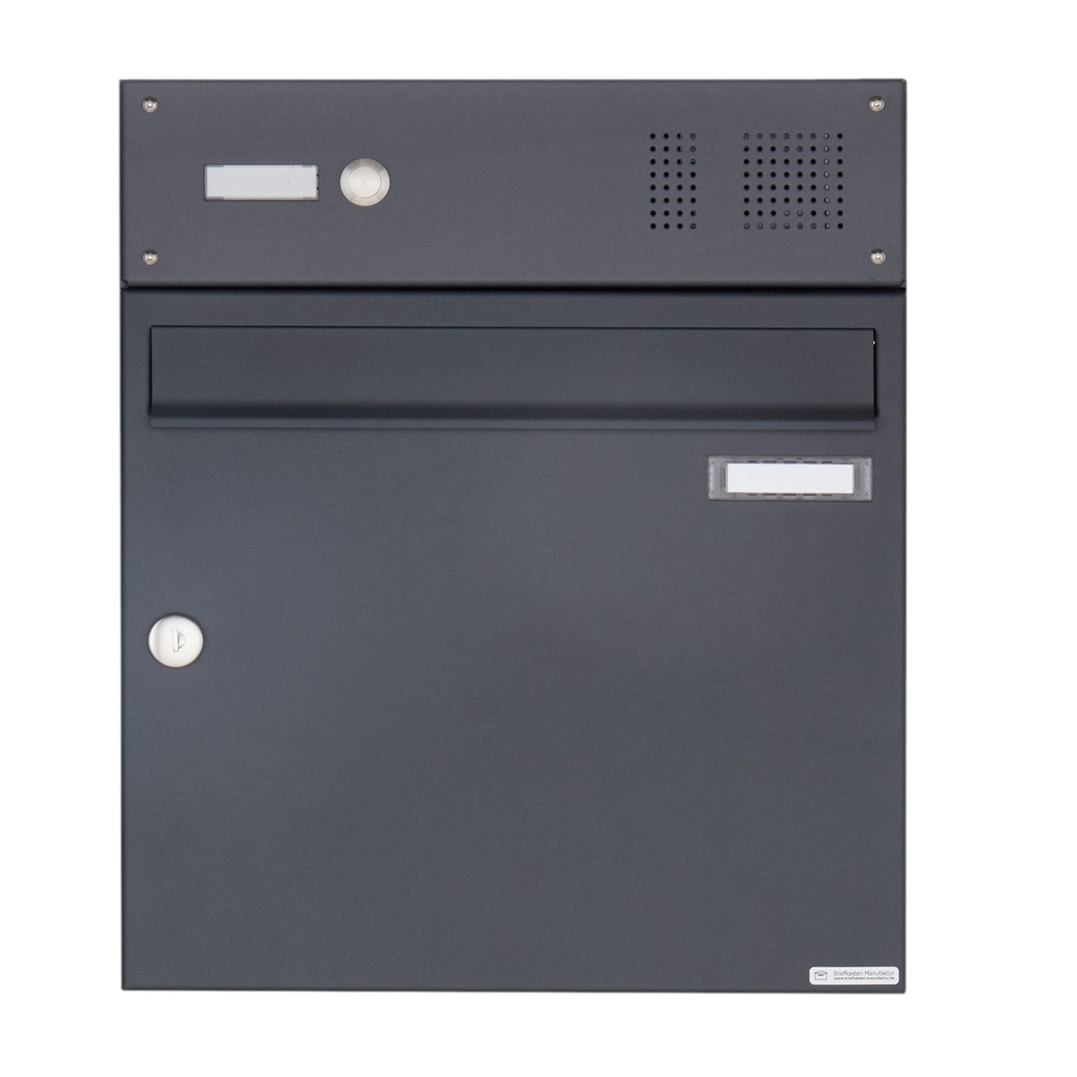 Aufputz Briefkasten Design BASIC 382A AP - RAL 7016 anthratzitgrau - mit Klingel- Gegensprechstelle