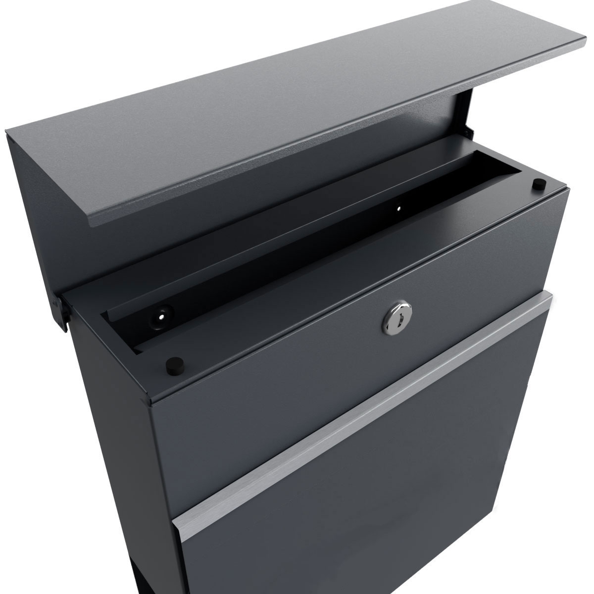 Standbriefkasten KANT Edition mit Zeitungsfach - Design 3 - RAL 7016 anthrazitgrau