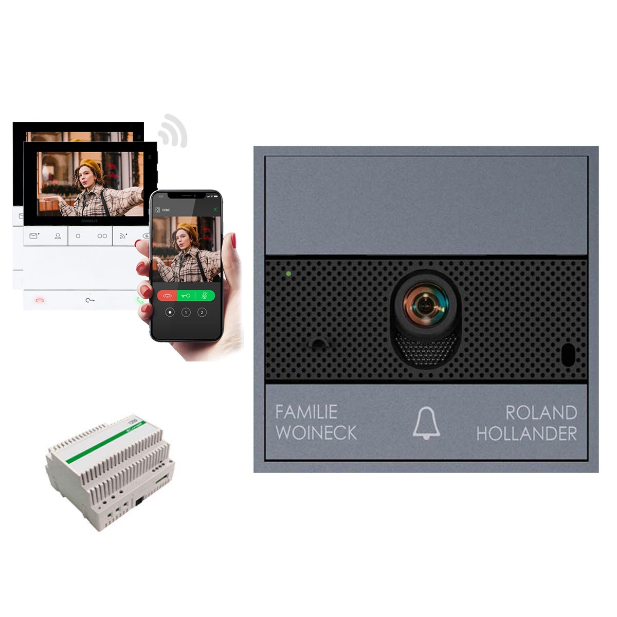 2 x Ultra opbouw videodeurstation incl. 1210A voedingseenheid & 2x LS8741 Wifi huisstation - complete set - RAL naar keuze 2 x Ultra opbouw videodeurstation incl. 1210A voedingseenheid & 2x LS8741 Wifi huisstation - complete set - RAL naar keuze