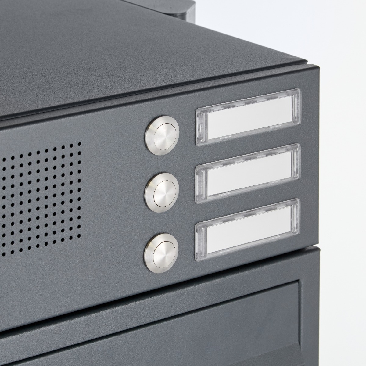 12er 3x6 stainless steel free-standing letterbox design BASIC Plus 385XP ST-T with bell box - RAL of your choice