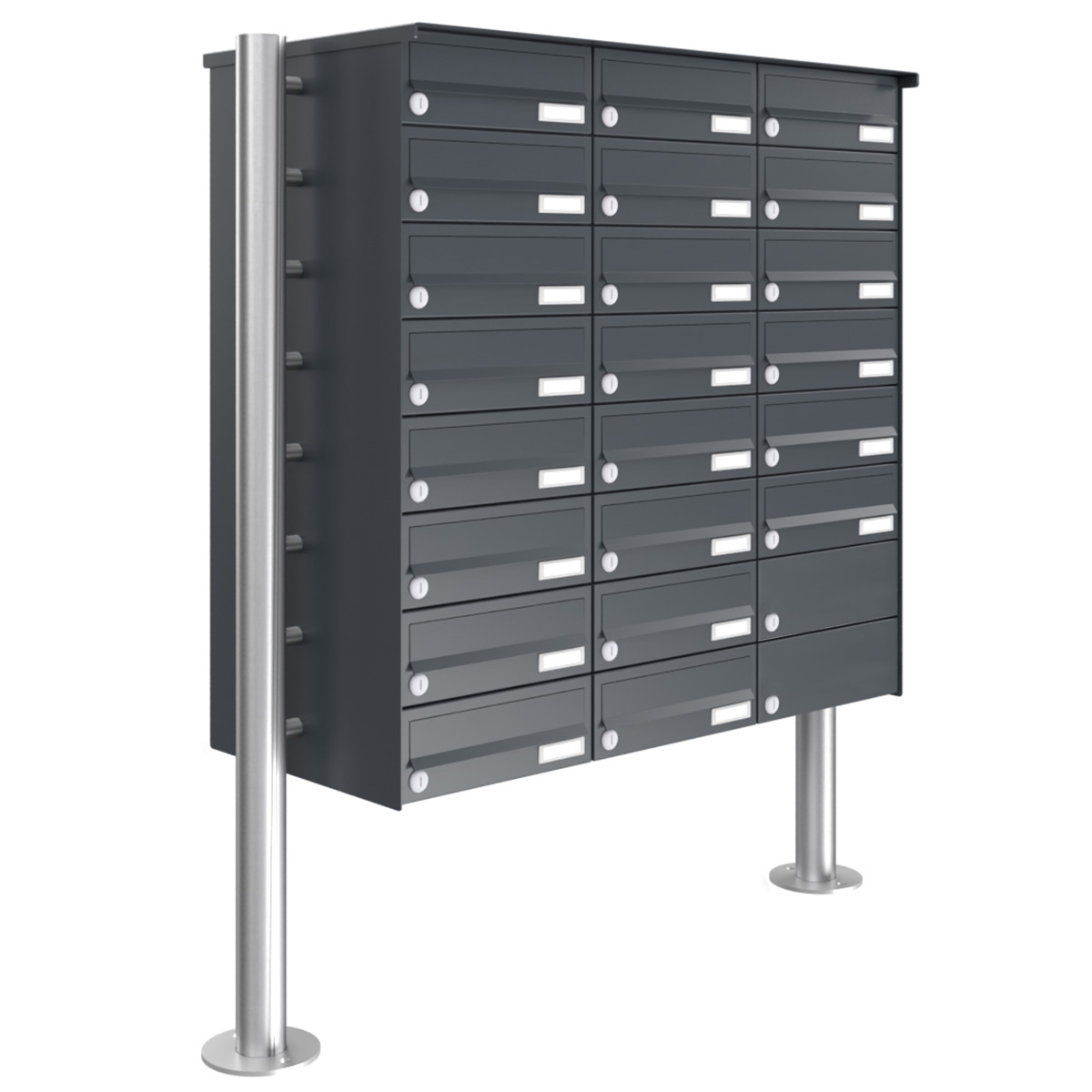22er Briefkastenanlage freistehend Design BASIC 385-7016 ST-R - RAL 7016 anthrazitgrau