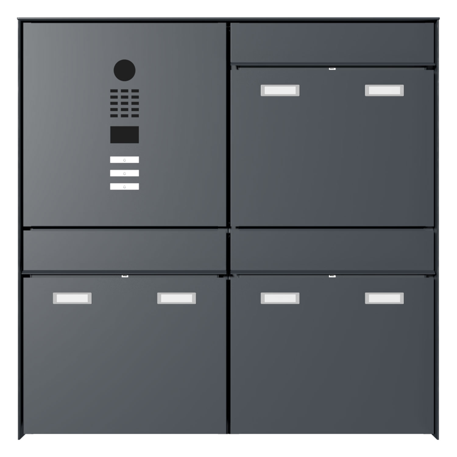 3er Design Aufputz Briefkasten GOETHE AP - RAL nach Wahl - DoorBird Video- Sprechanlage links