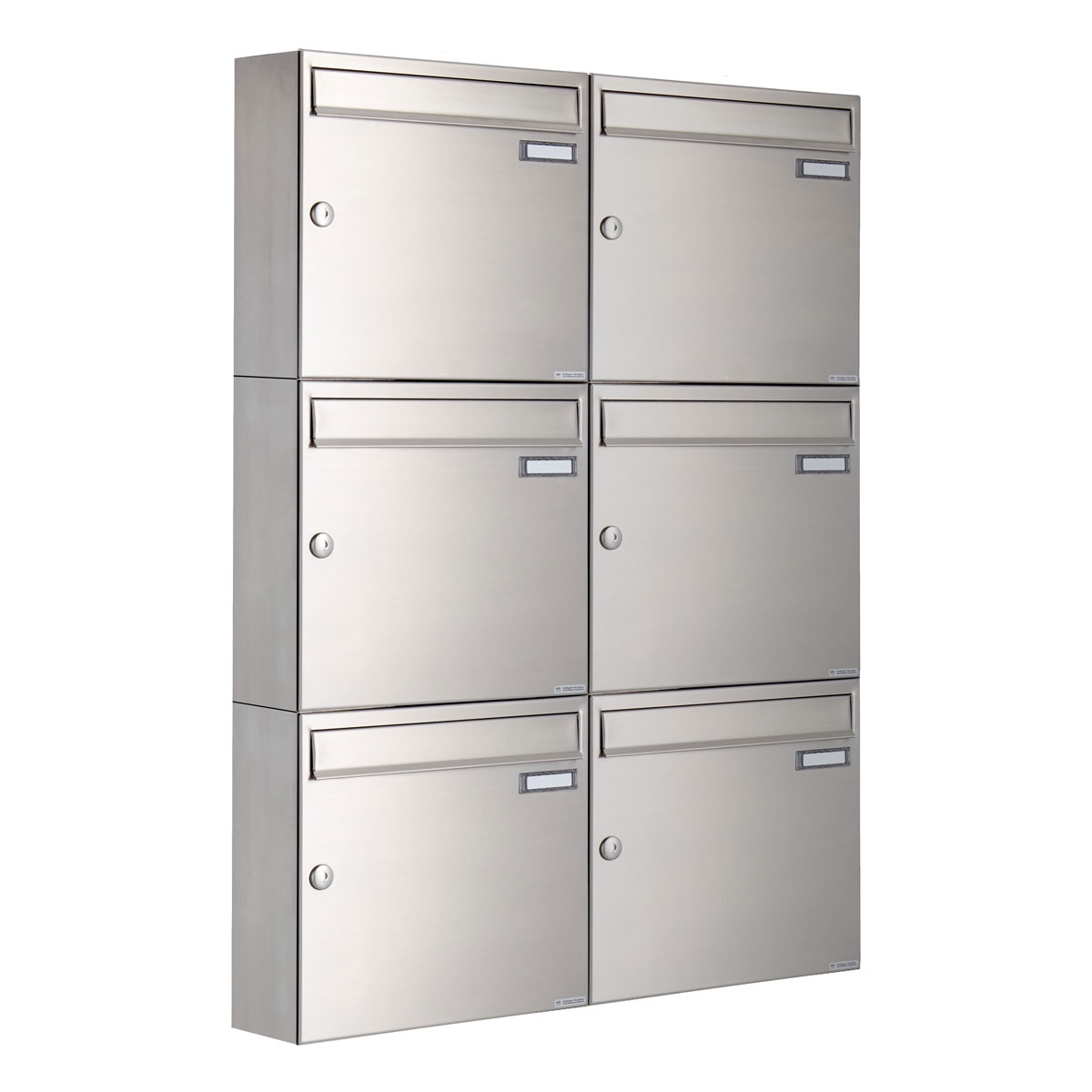 6er 2x3 Edelstahl Aufputz Briefkastenanlage Design BASIC 382A-VA - Senkrecht