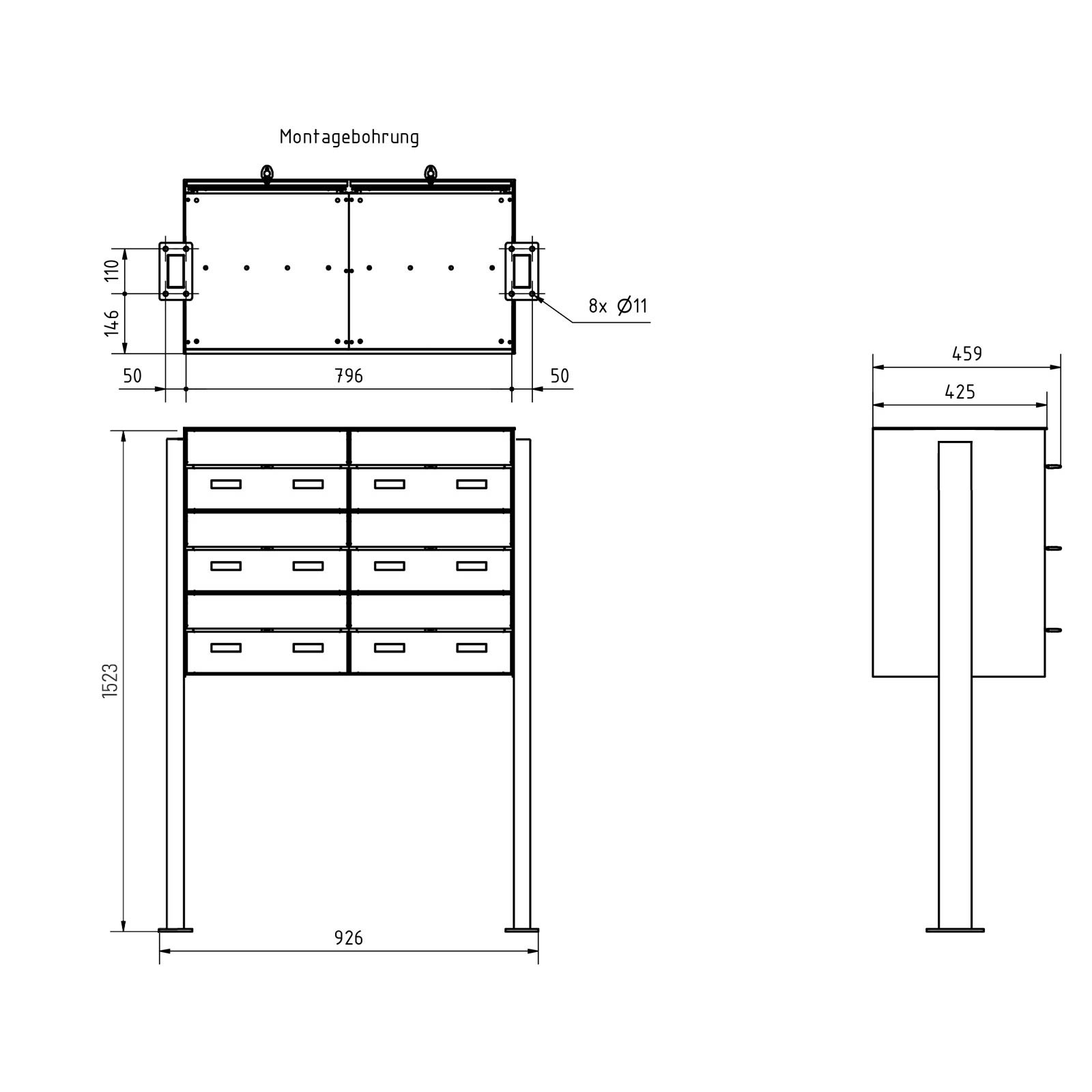 6er 2x3 letterbox system free-standing GOETHE ST-Q-400 - RAL of your choice 6er 2x3 letterbox system free-standing GOETHE ST-Q-400 - RAL of your choice