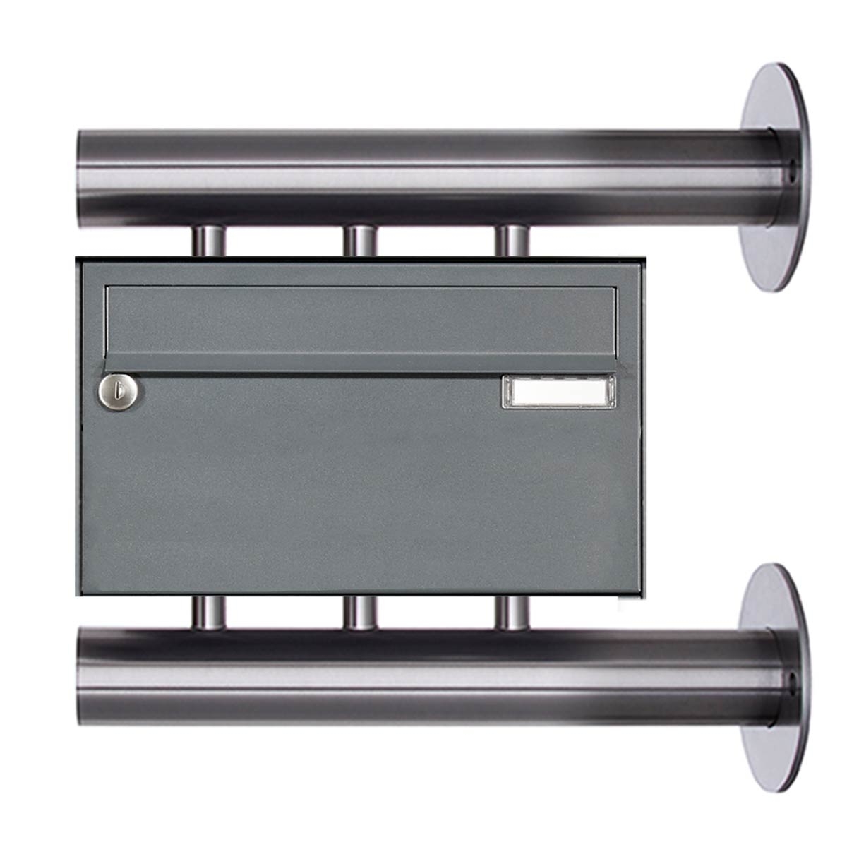 Edelstahl Briefkasten Design BASIC Plus 385XW220 zur seitlichen Wandmontage - RAL nach Wahl Edelstahl Briefkasten Design BASIC Plus 385XW220 zur seitlichen Wandmontage - RAL nach Wahl