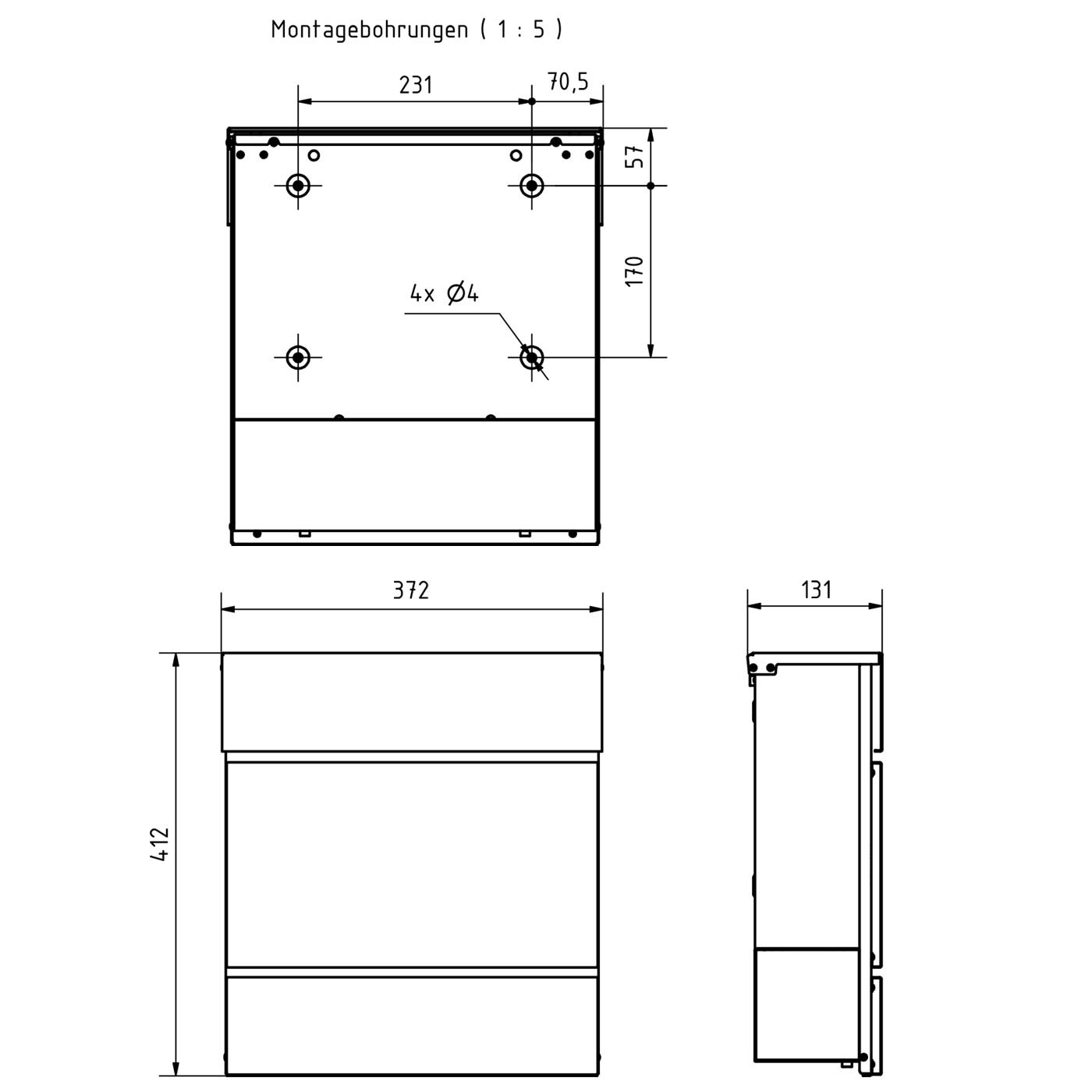 KANT Edition letterbox with newspaper compartment - Elegance 4 design - RAL 9007 grey aluminium KANT Edition letterbox with newspaper compartment - Elegance 4 design - RAL 9007 grey aluminium