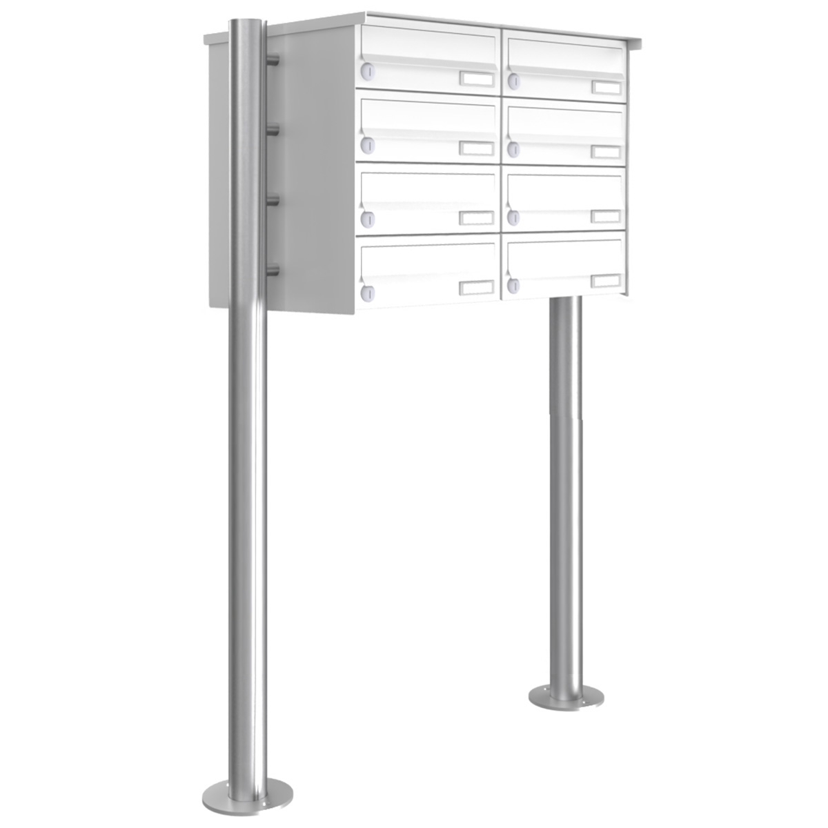 8er 4x2 Briefkastenanlage freistehend Design BASIC 385-9016 ST-R - RAL 9016 verkehrsweiß 8er 4x2 Briefkastenanlage freistehend Design BASIC 385-9016 ST-R - RAL 9016 verkehrsweiß