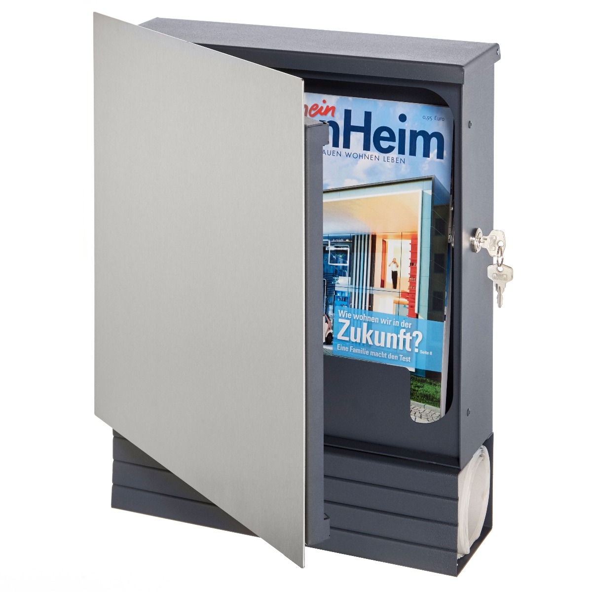 230129fe5059e66e426ae024d947010ab6655ce3 Design Briefkasten - Zeitungsfach SCHILLER SMALL VA7016 - Edelstahl V2A, geschliffen & RAL 7016 anthrazitgrau