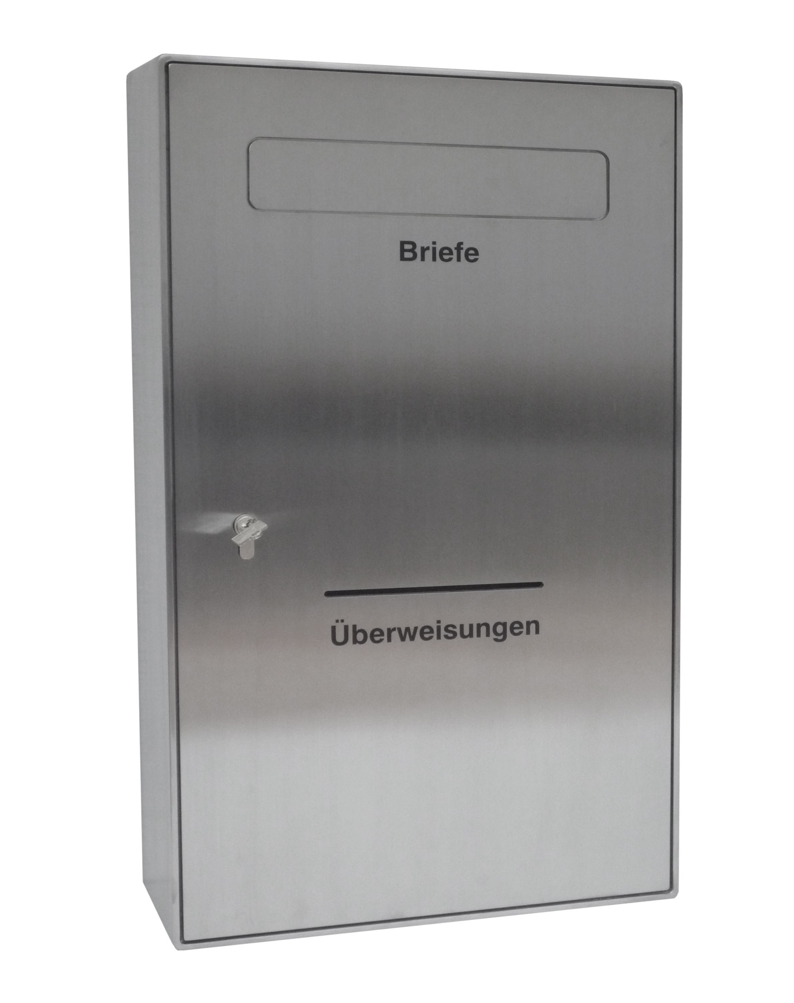 Sicherheits Briefkasten Typ 126 AP + Überweisungsschlitz -  Edelstahl geschliffen Sicherheits Briefkasten Typ 126 AP + Überweisungsschlitz -  Edelstahl geschliffen
