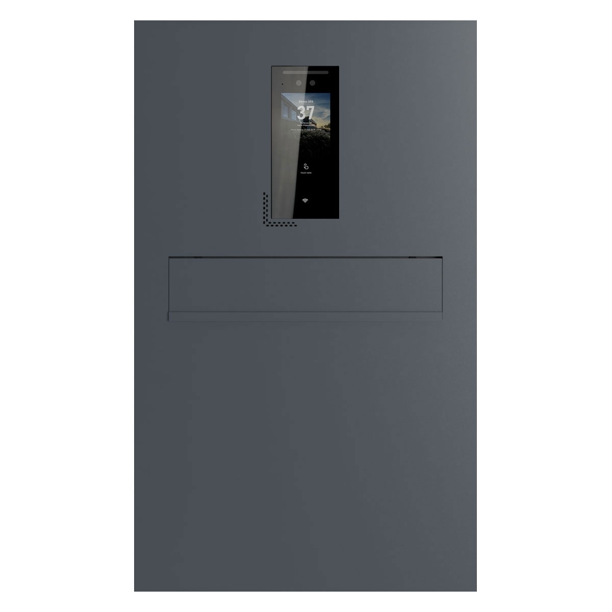 Design Briefkastenstele GRIMM - Entnahme rückseitig - Farbe nach Wahl mit Ekinex Dico IP-Videosprechanlage Design Briefkastenstele GRIMM - Entnahme rückseitig - Farbe nach Wahl mit Ekinex Dico IP-Videosprechanlage