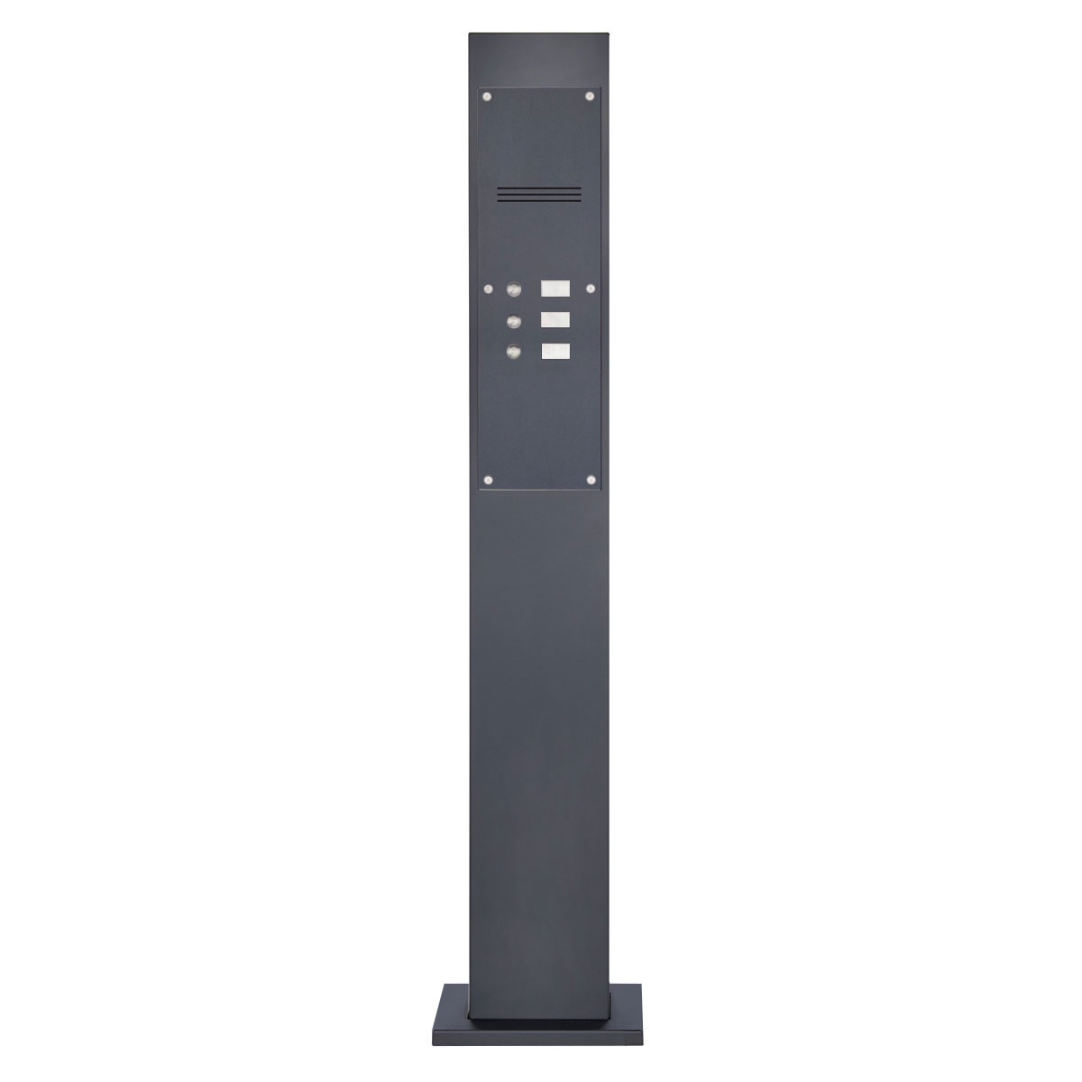d0de8ca90f1d042dc41484508c92cad6573e25e8 Klingelstele Designer - Edelstahl V2A pulverbeschichtet - 3 Partei - INDIVIDUELL