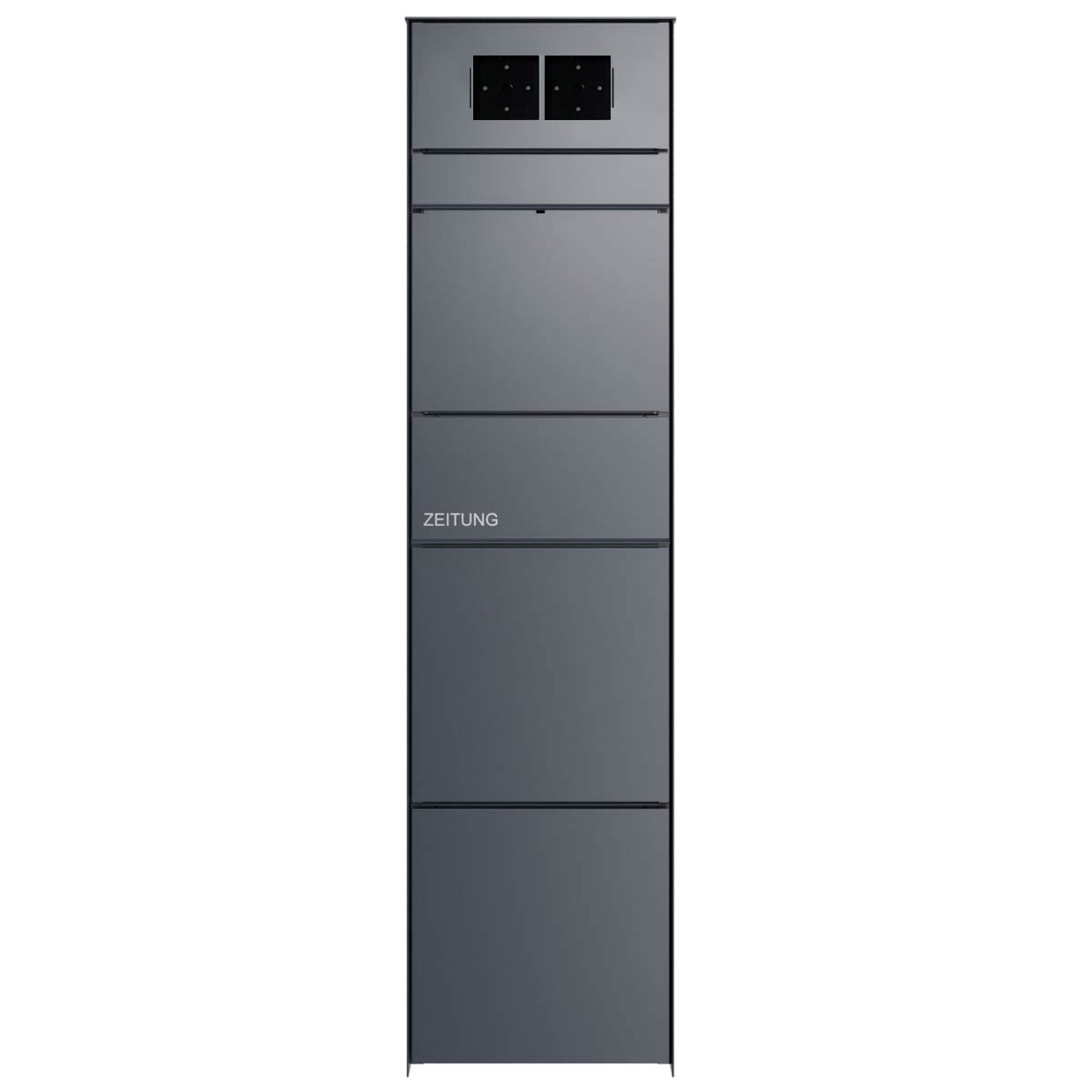 Design letterbox pedestal GOETHE with newspaper compartment - RAL of your choice - LOXONE Intercom/Code Touch prepared Design letterbox pedestal GOETHE with newspaper compartment - RAL of your choice - LOXONE Intercom/Code Touch prepared
