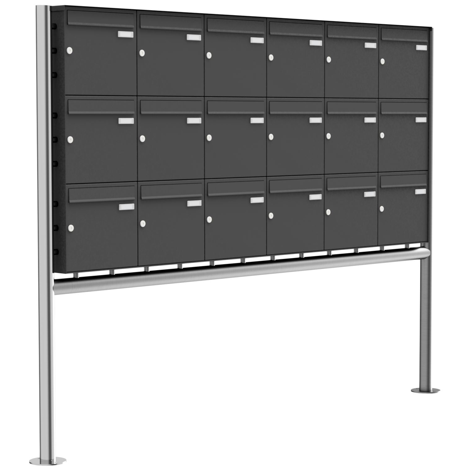 18er 3x6 stainless steel free-standing letterbox design BASIC Plus 381X ST-R - RAL of your choice 18er 3x6 stainless steel free-standing letterbox design BASIC Plus 381X ST-R - RAL of your choice