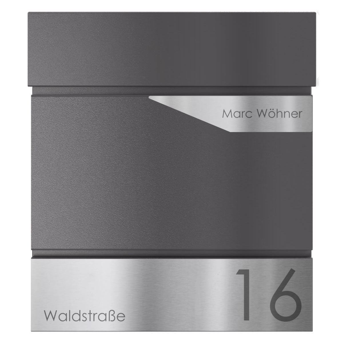 KANT letterbox with newspaper compartment - Avantgarde 1 design - RAL 7016 anthracite grey