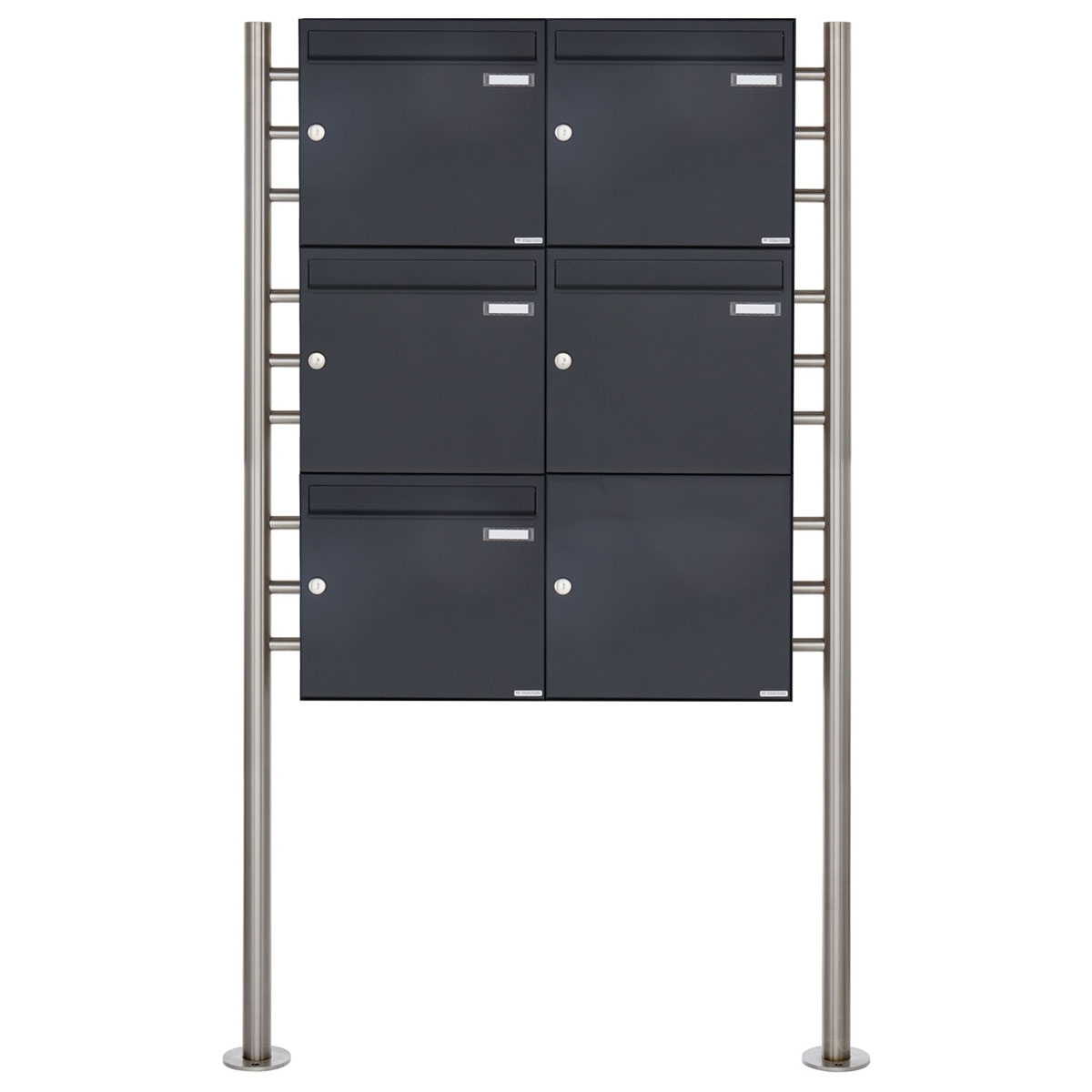 5er 3x2 letterbox system freestanding Design BASIC 381 ST-R - RAL 7016 anthracite grey 5er 3x2 letterbox system freestanding Design BASIC 381 ST-R - RAL 7016 anthracite grey