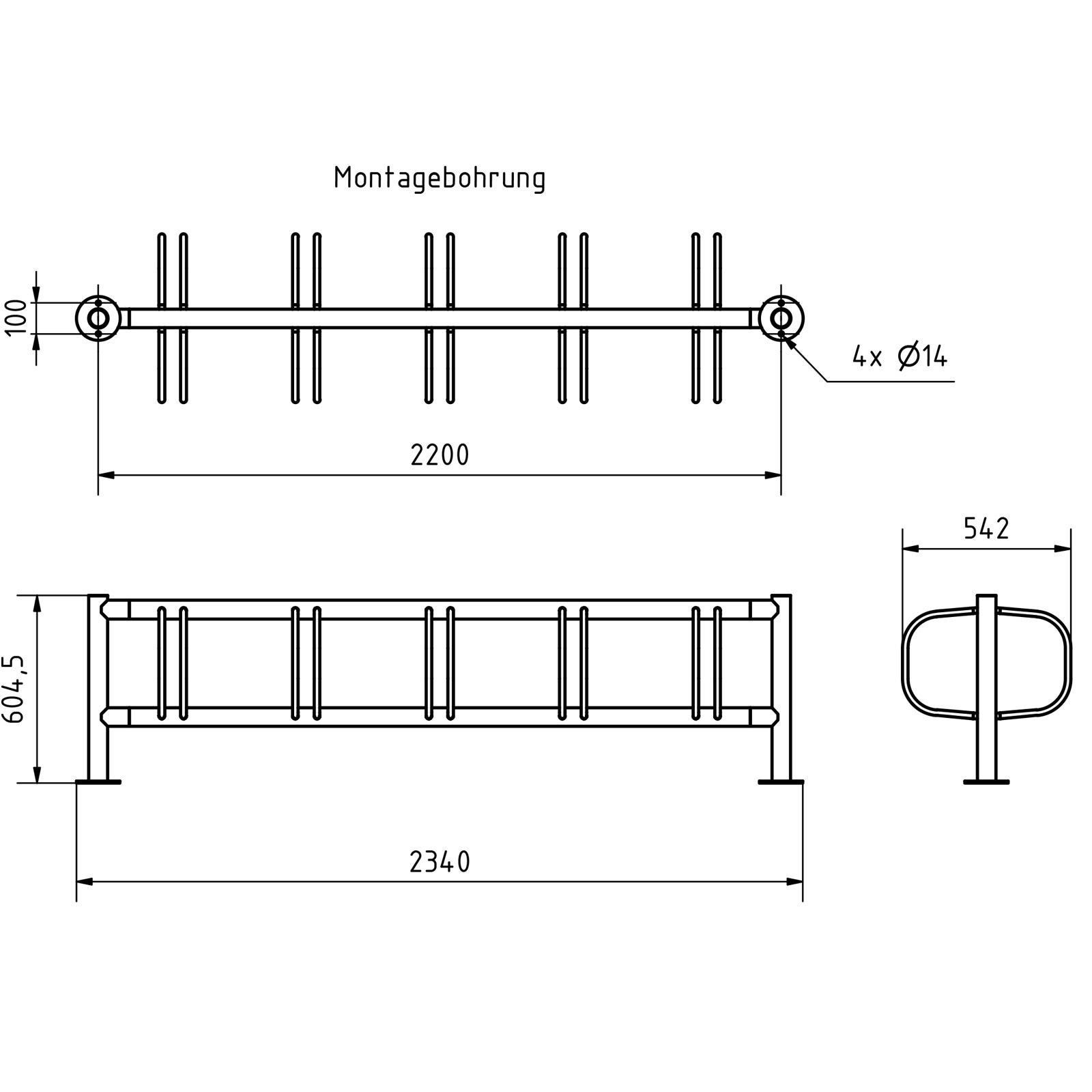 f6b2b0c93ef5f7bc6582175e73a948fbc30d99e6 Fahrradständer ACHIM - Edelstahl pulverbeschichtet in RAL Farbe - Doppelseitige Radeinstellung