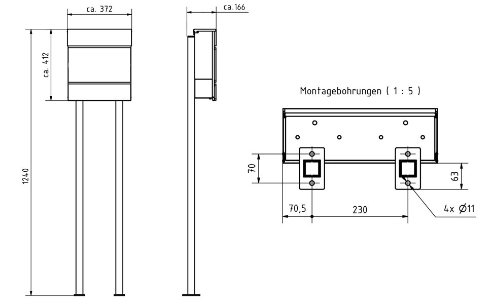 Standbriefkasten KANT Edition mit Zeitungsfach - Design Elegance 4 - RAL 7016 anthrazitgrau