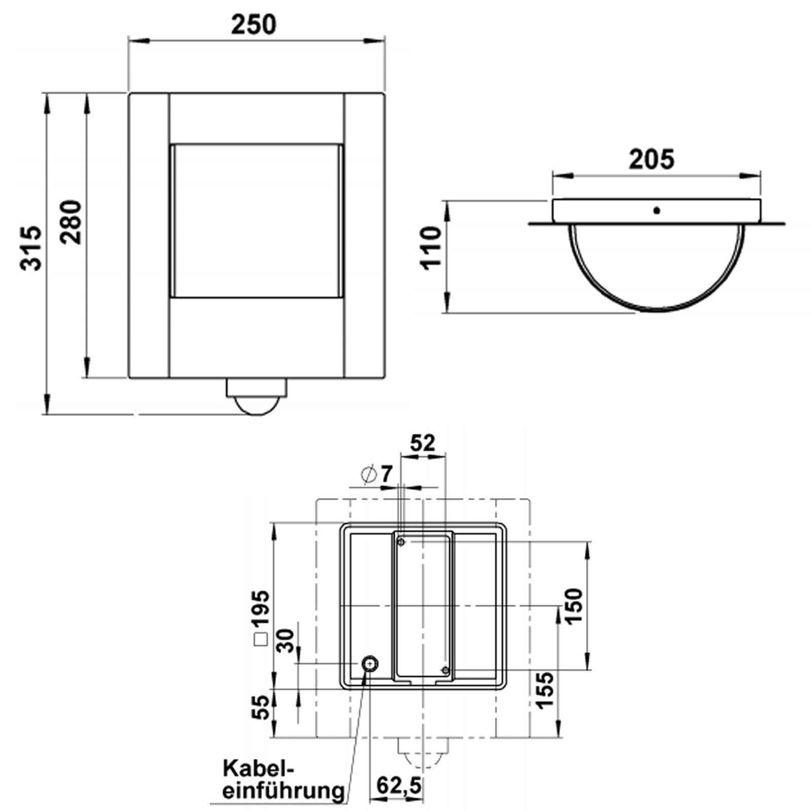 b4a5cccdc5a7c1c4a2a686bb2e51c49e0e247d7f Design Wandleuchte KELLER mit Bewegungsmelder 250x315 - Edelstahl pulverbeschichtet - RAL nach Wahl