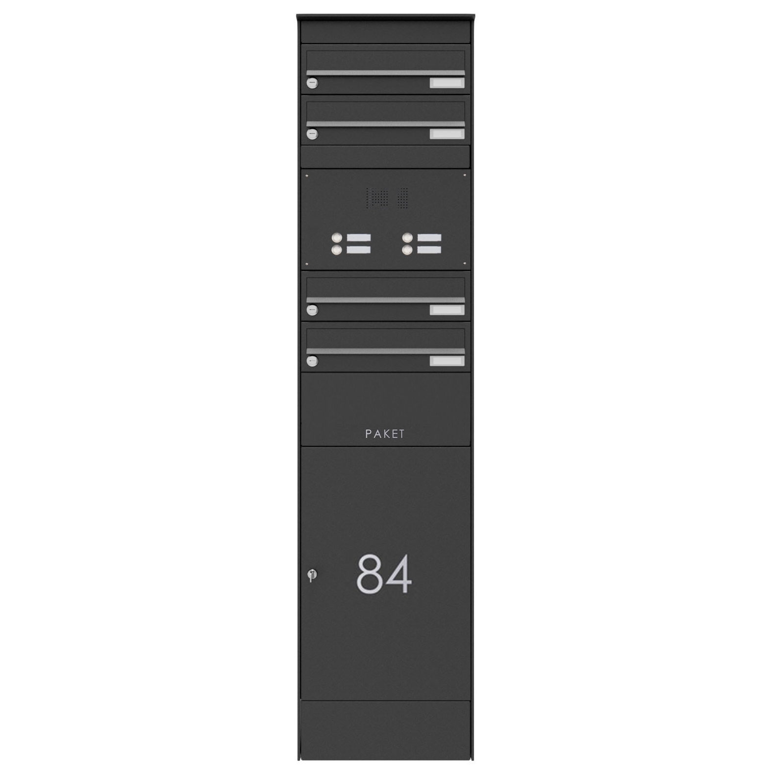 4-postkastzuil BASIC Plus 864X met pakketvak 550x370 &amp; belbox - RAL naar keuze