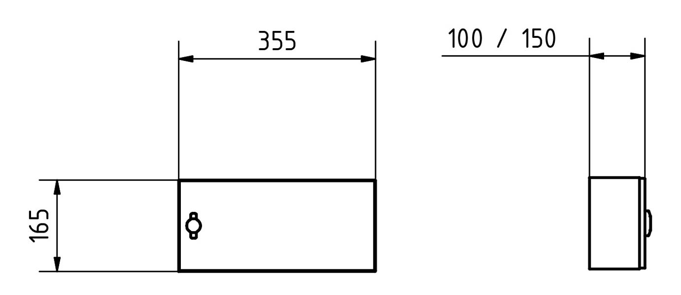 c1d76990b1c8a415d813cc4f1b36039c41c751db Edelstahl Zeitungsfach geschlossen BASIC Plus 382XAZF - 355x165x100 - RAL nach Wahl