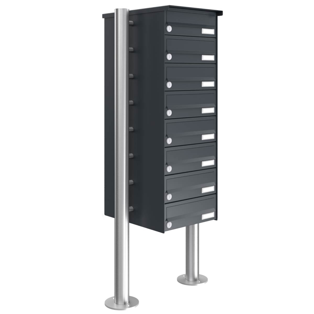 8er Briefkastenanlage freistehend Design BASIC 385 ST-R - RAL 7016 anthrazitgrau