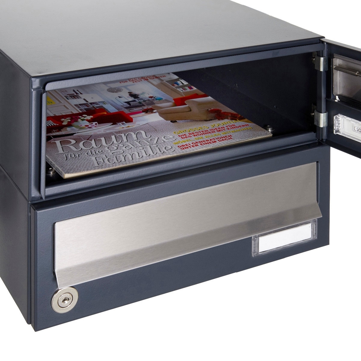 3er Aufputz Briefkastenanlage Design BASIC Plus 385 XA 220 - Edelstahl - RAL nach Wahl