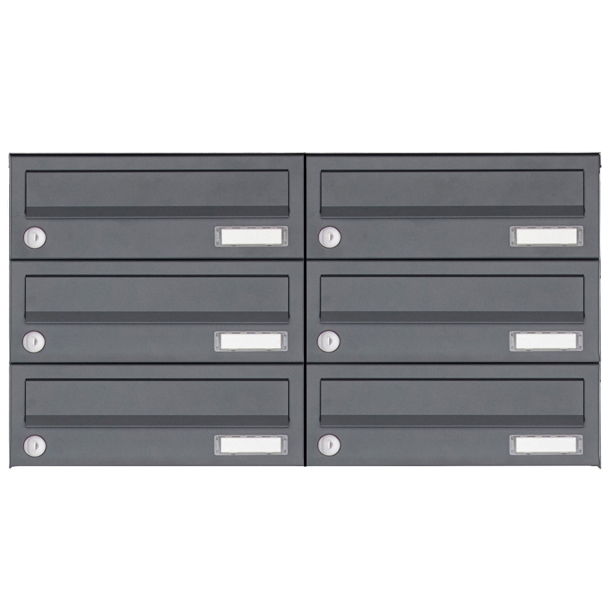 6er 2x3 Edelstahl Aufputz Briefkastenanlage Design BASIC Plus 385XA AP - RAL nach Wahl