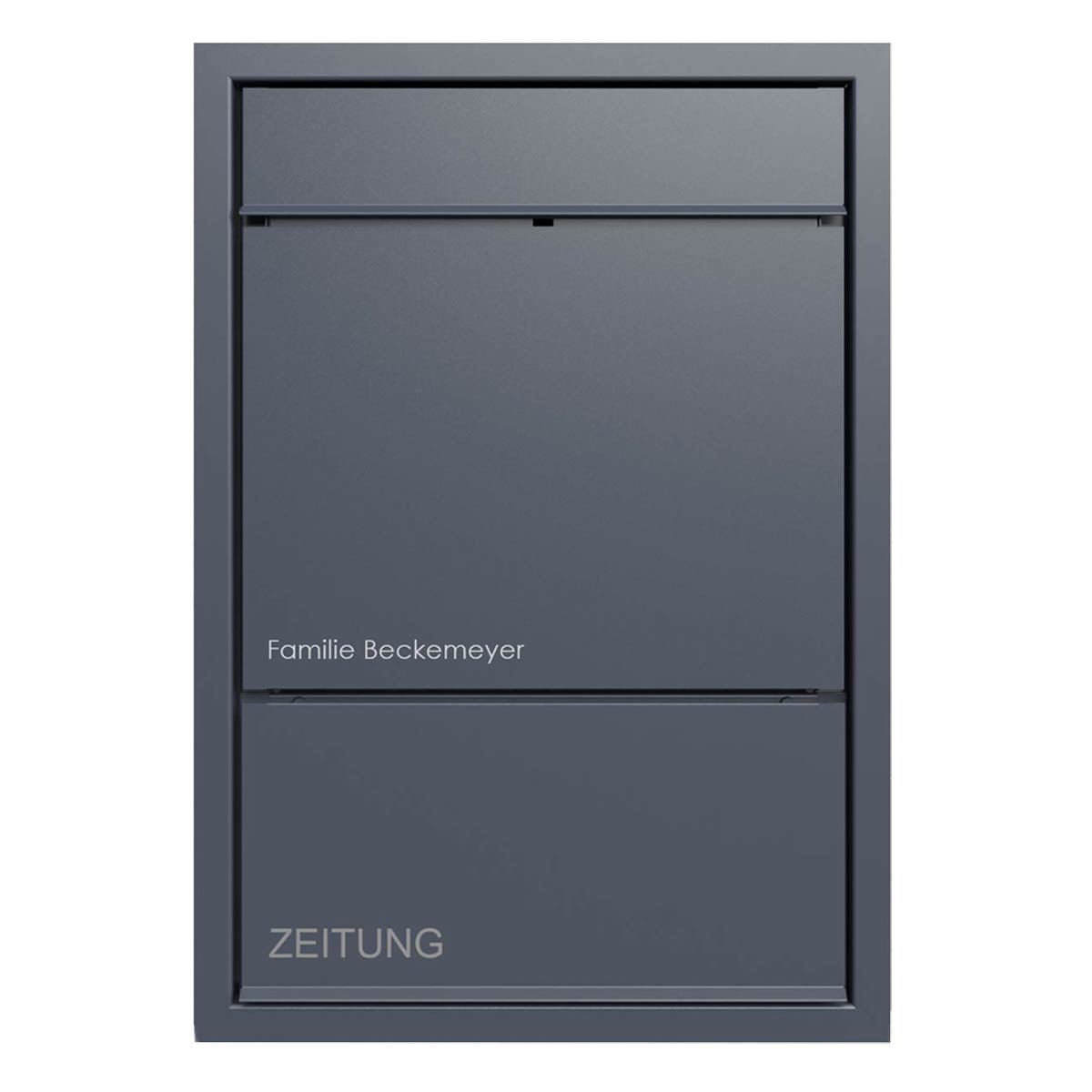 Design flush-mounted letterbox GOETHE UP with newspaper compartment - RAL of your choice Design flush-mounted letterbox GOETHE UP with newspaper compartment - RAL of your choice