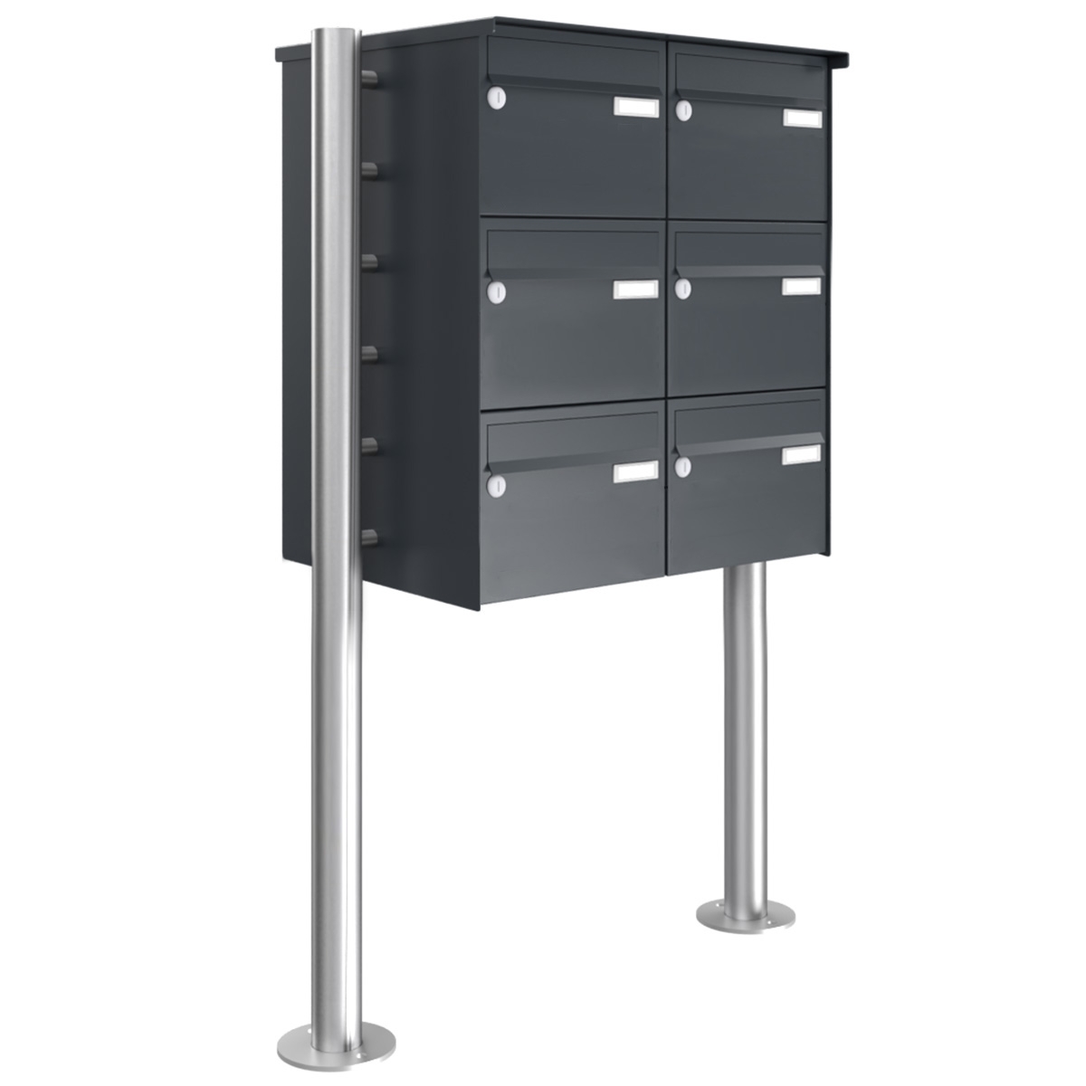 6er 3x2 Briefkastenanlage freistehend Design BASIC 385220 7016 ST-R - RAL 7016 anthrazitgrau