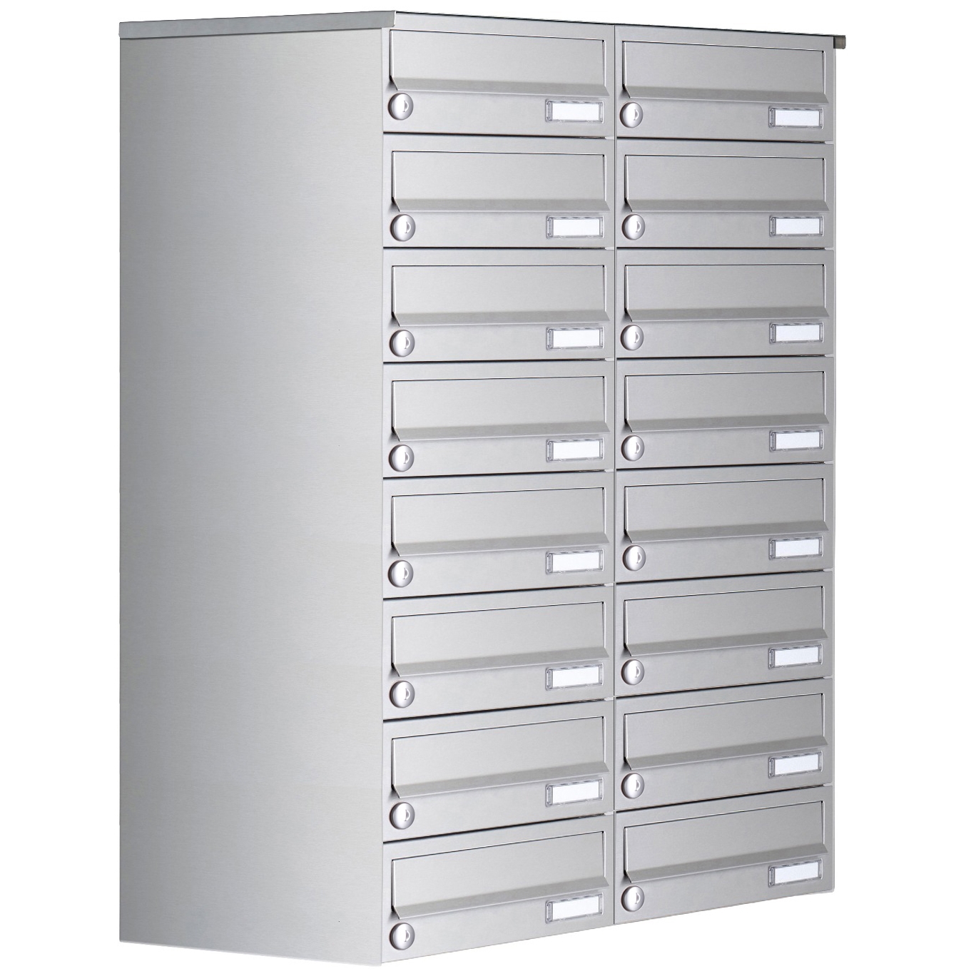 16er 8x2 Aufputz Briefkastenanlage Design BASIC 385A- VA AP - Edelstahl V2A, geschliffen