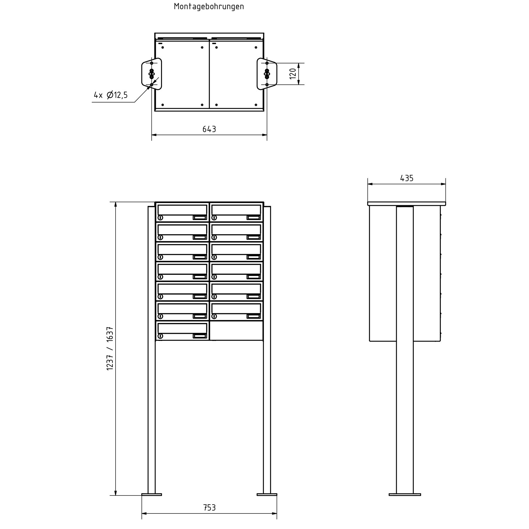 13er 2x7 Edelstahl Briefkastenanlage freistehend Design BASIC Plus 385XP ST-T - RAL nach Wahl 13er 2x7 Edelstahl Briefkastenanlage freistehend Design BASIC Plus 385XP ST-T - RAL nach Wahl