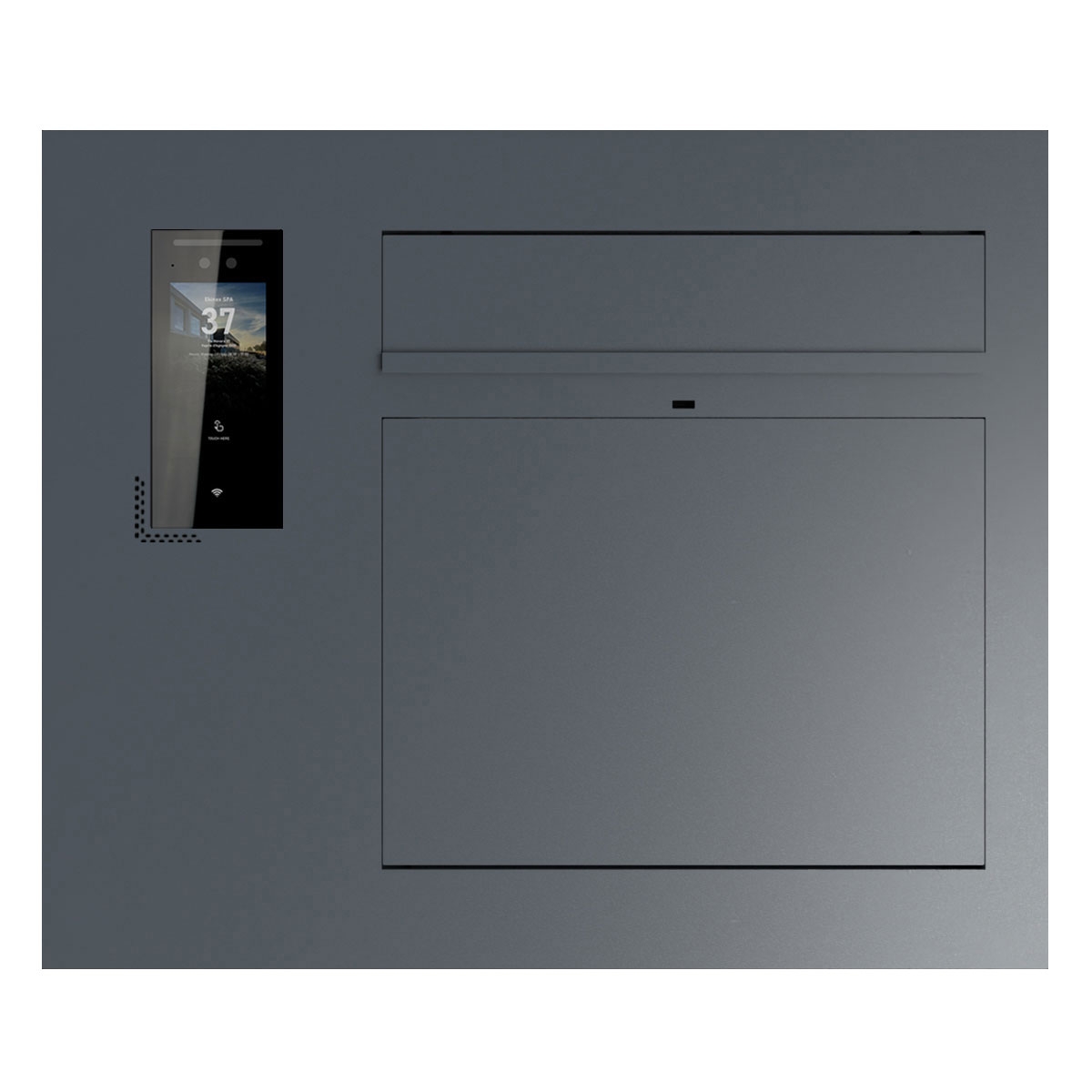 Design Unterputz Briefkasten GRIMM - Farbe nach Wahl mit Ekinex Dico IP-Videosprechanlage links