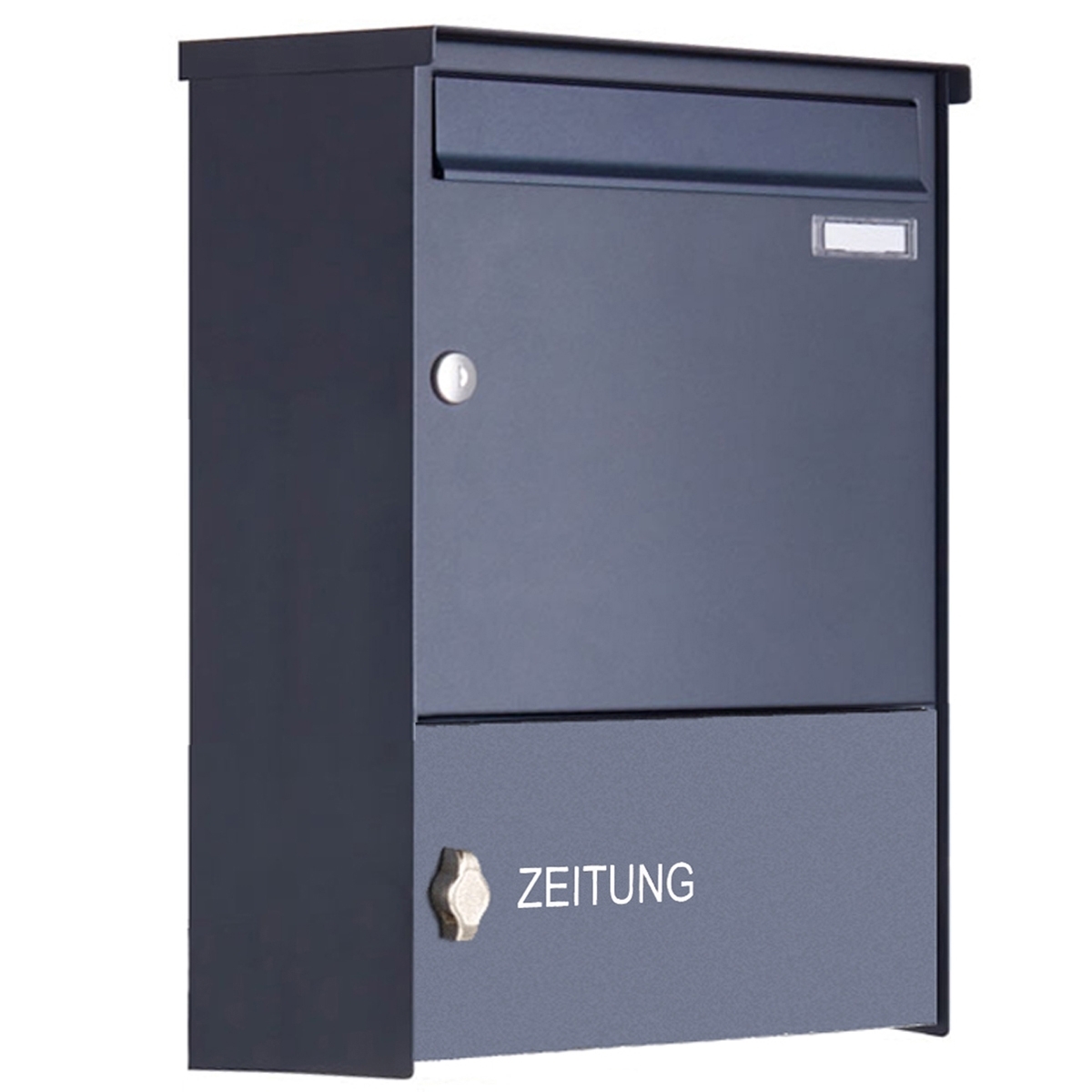 Surface-mounted letterbox design BASIC 382A AP with closed newspaper compartment - RAL 7016 anthracite grey