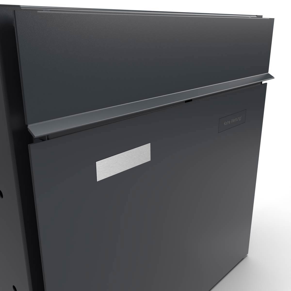 d2dfd0dd41173fc8c39d0deecb897cdc01d14703 Flächenbündiges Namensschild für GOETHE Briefkasten - 2-teilig - Trägerblech + Namensschild