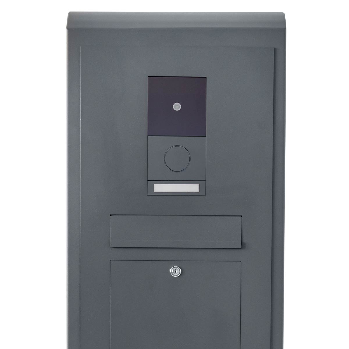 Edelstahl Briefkastensäule Designer Modell - Runddach - RAL 7016 anthrazitgrau - GIRA System 106 - 2-fach vorbereitet Edelstahl Briefkastensäule Designer Modell - Runddach - RAL 7016 anthrazitgrau - GIRA System 106 - 2-fach vorbereitet