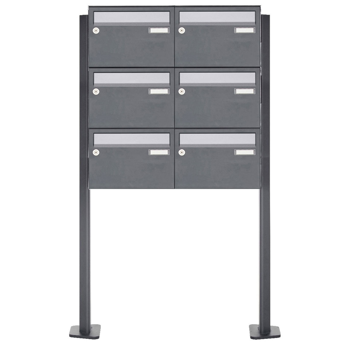 6 letterbox system freestanding Design BASIC Plus 385XP ST-T - stainless steel RAL of your choice 6 letterbox system freestanding Design BASIC Plus 385XP ST-T - stainless steel RAL of your choice