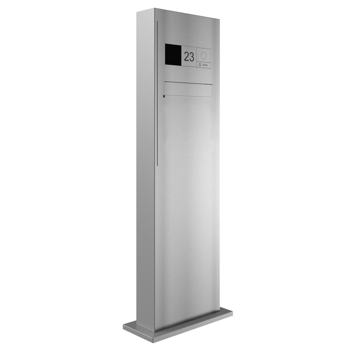 Design Briefkastenstele GRIMM - Entnahme rückseitig - Edelstahl geschliffen - GIRA System 106 - Video- Sprechanlage - VIDEO Komplettset Design Briefkastenstele GRIMM - Entnahme rückseitig - Edelstahl geschliffen - GIRA System 106 - Video- Sprechanlage - VIDEO Komplettset